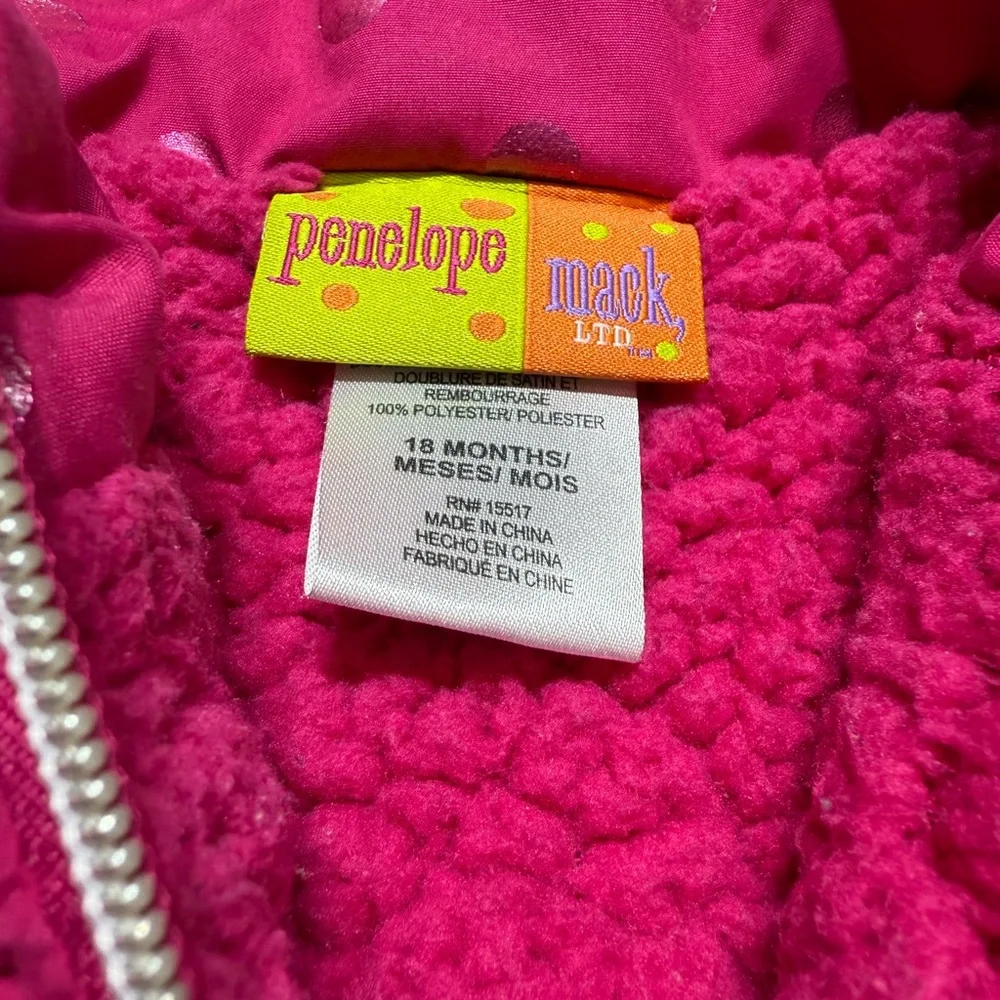 Penelope Mack | Toddler Baby Girl Fuchsia Polka Dot Jacket | 18M